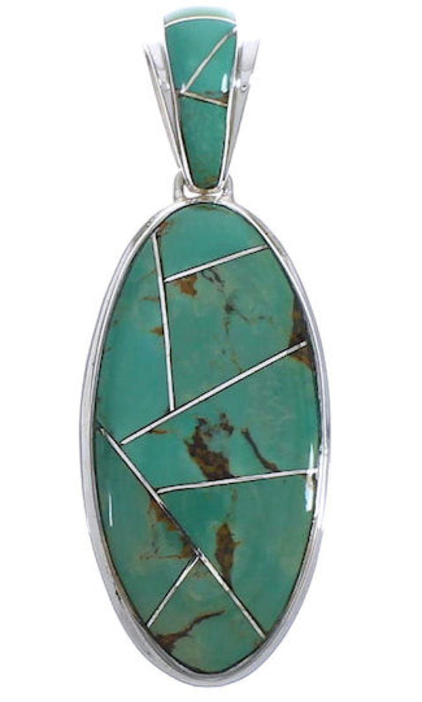 Turquoise And Silver Southwestern Jewelry Pendant PX30726