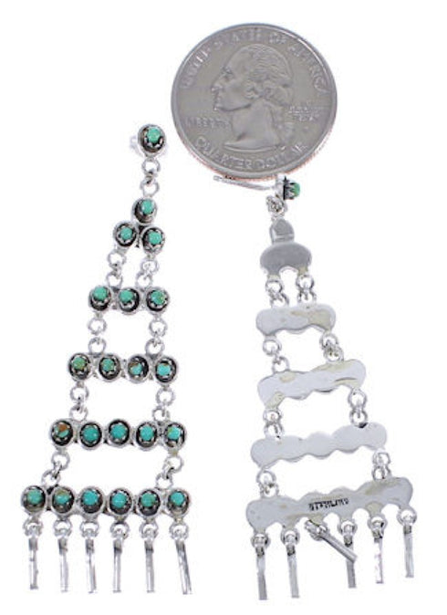 Turquoise Genuine Sterling Silver Post Dangle Earrings PX31195