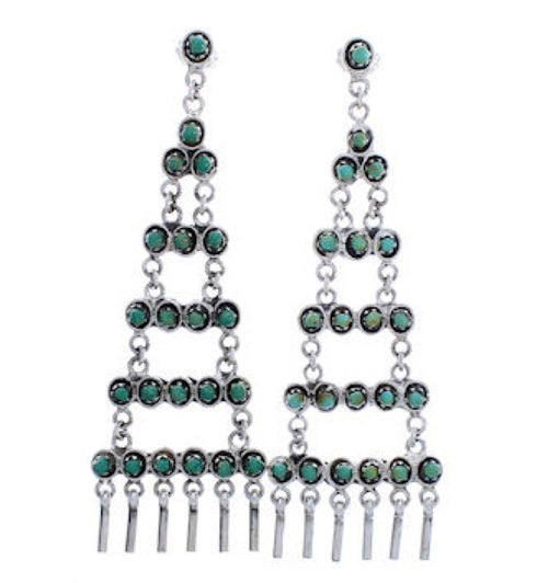 Southwest Sterling Silver And Turquoise Post Dangle Earrings PX31196