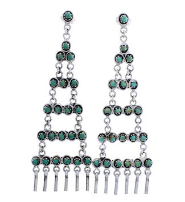 Southwest Sterling Silver And Turquoise Post Dangle Earrings PX31196