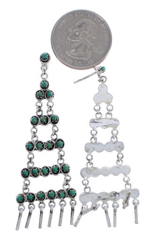 Southwest Sterling Silver And Turquoise Post Dangle Earrings PX31196