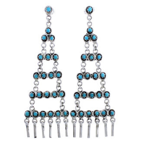 Sterling Silver And Turquoise Post Dangle Earrings PX31199
