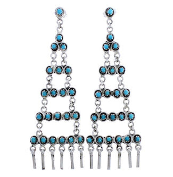 Sterling Silver And Turquoise Post Dangle Earrings PX31199