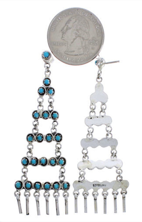 Sterling Silver And Turquoise Post Dangle Earrings PX31199