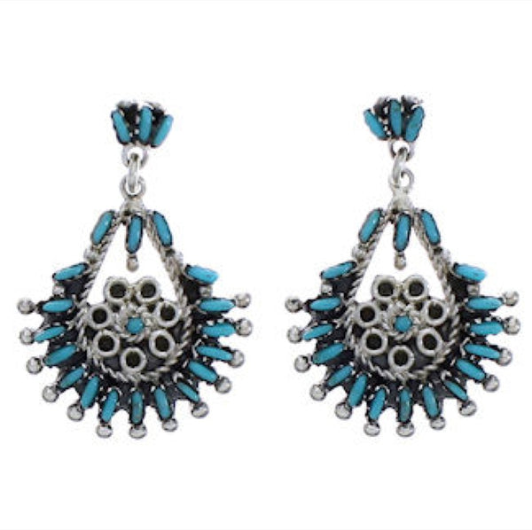 Turquoise Jewelry Sterling Silver Post Dangle Earrings PX31349