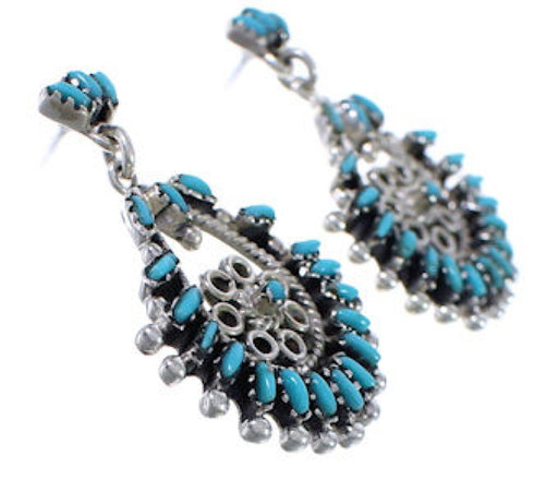 Turquoise Jewelry Sterling Silver Post Dangle Earrings PX31349