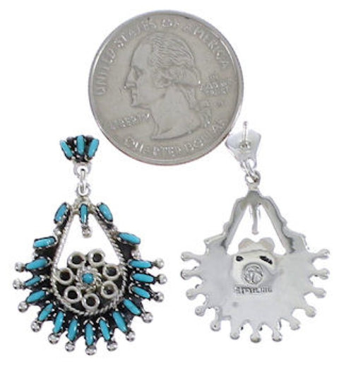 Turquoise Jewelry Sterling Silver Post Dangle Earrings PX31349