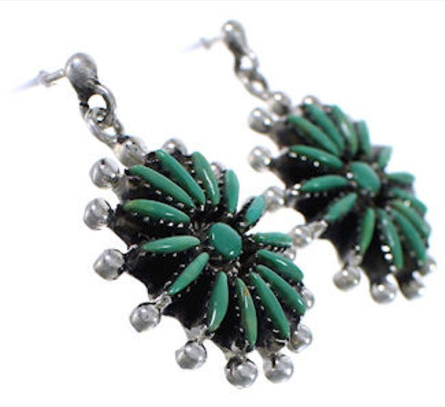 Silver Southwestern Turquoise Post Dangle Earrings PX31353