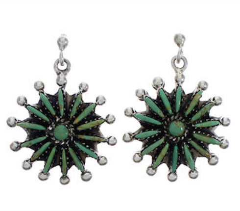 Genuine Sterling Silver Turquoise Post Dangle Earrings Jewelry PX31362