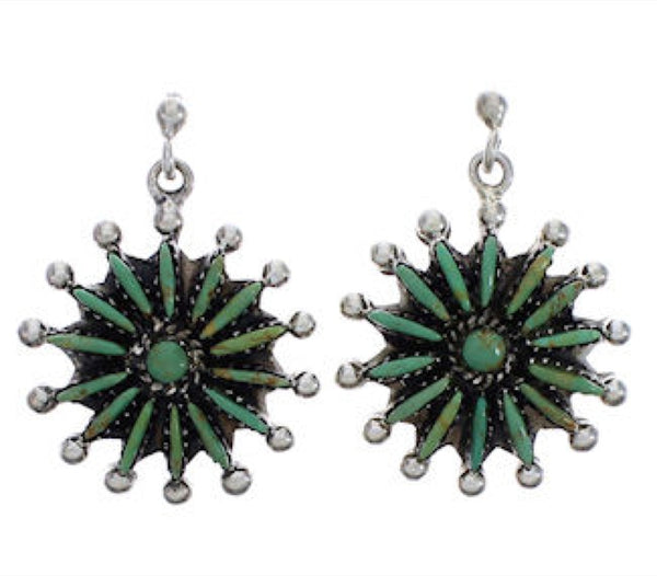 Genuine Sterling Silver Turquoise Post Dangle Earrings Jewelry PX31362