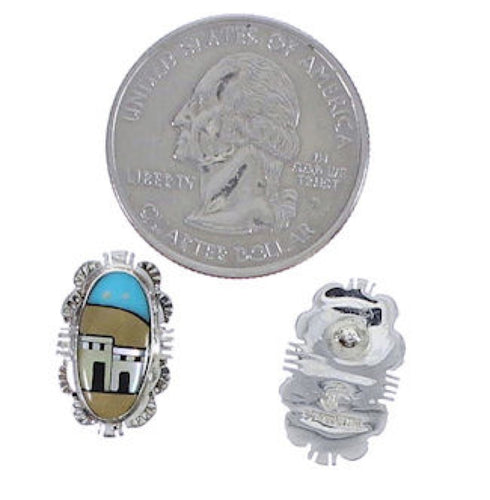 Multicolor Native American Village Design Post Earrings PX31372