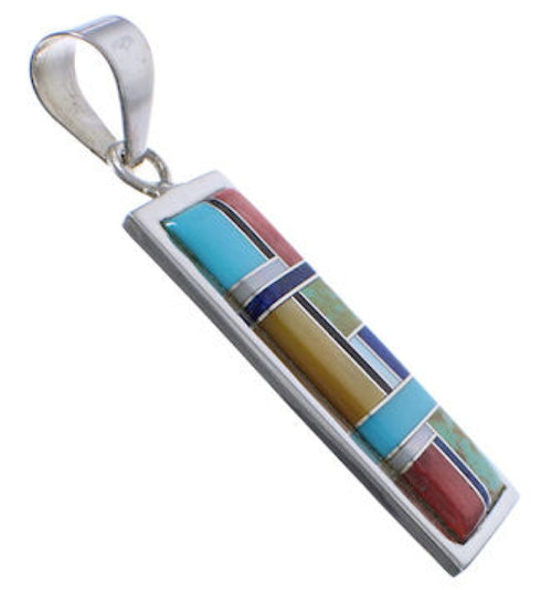Multicolor Inlay And Sterling Silver Pendant Jewelry EX29177