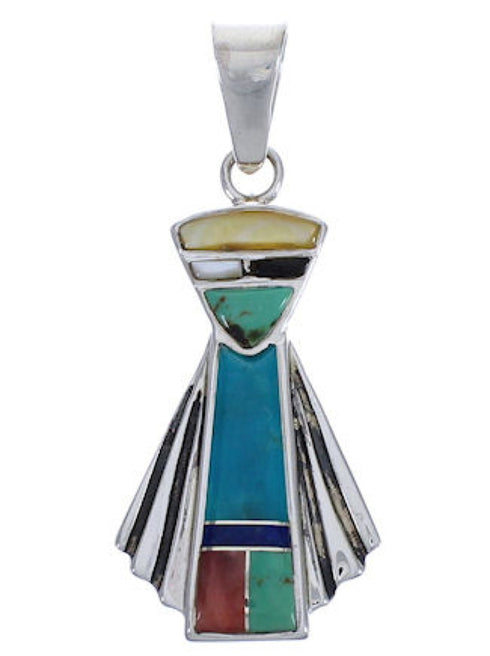 Multicolor Inlay And Sterling Silver Pendant Jewelry EX29201