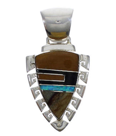 Tiger Eye And Multicolor Southwest Silver Pendant EX29205