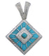 Genuine Sterling Silver And Turquoise Inlay Slide Pendant EX29239