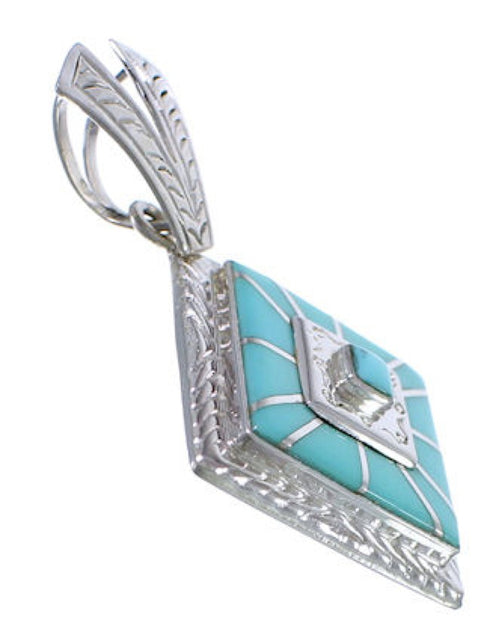 Turquoise Inlay Southwest Slide Pendant Jewelry EX29240