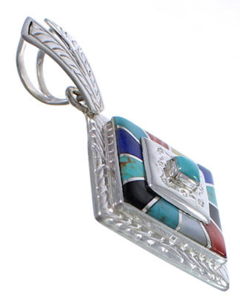 Multicolor Southwestern Sterling Silver Pendant EX29250