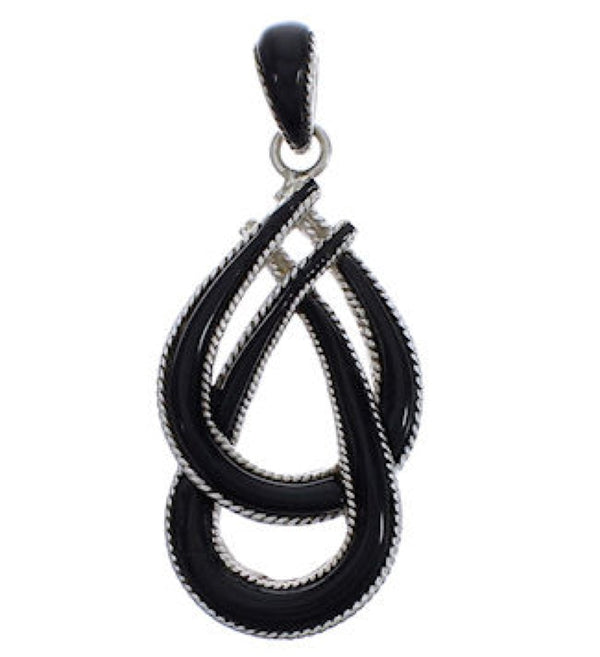 Southwest Jewelry Silver And Jet Inlay Pendant EX29255