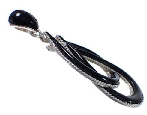 Southwest Jewelry Silver And Jet Inlay Pendant EX29255