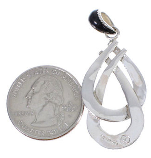 Southwest Jewelry Silver And Jet Inlay Pendant EX29255