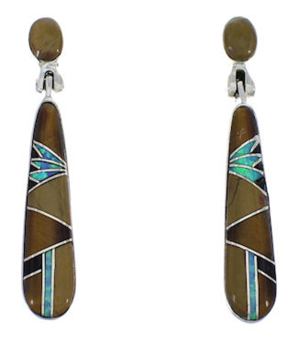 Southwest Multicolor Inlay And Silver Earrings EX31699