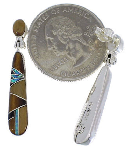 Southwest Multicolor Inlay And Silver Earrings EX31699