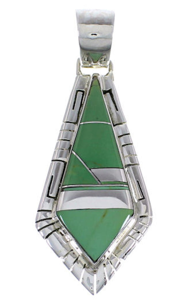 Genuine Sterling Silver Turquoise Inlay Pendant EX31746