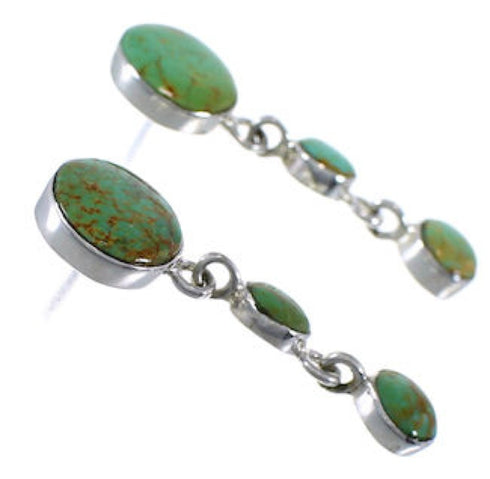 Silver Jewelry Southwestern Turquoise Post Dangle Earrings PX30581