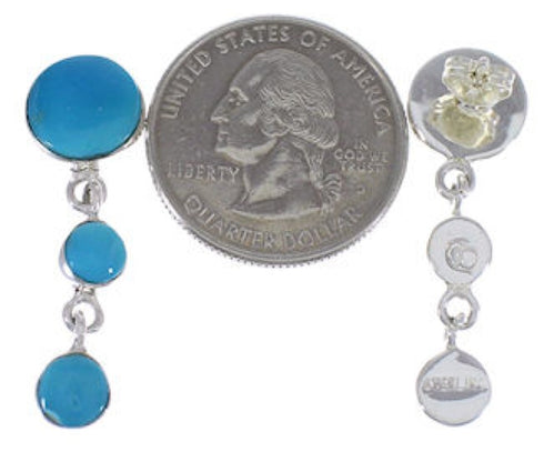 Turquoise Silver Southwestern Jewelry Post Dangle Earrings PX30586