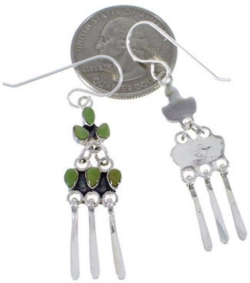 Turquoise And Silver Southwestern Hook Dangle Earrings EX30075