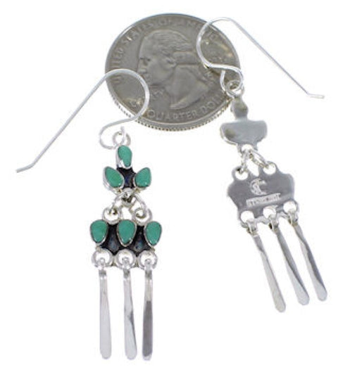 Turquoise And Genuine Sterling Silver Hook Dangle Earrings EX30078