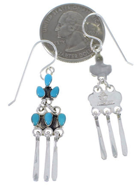 Turquoise Sterling Silver Southwest Jewelry Hook Earrings EX30082