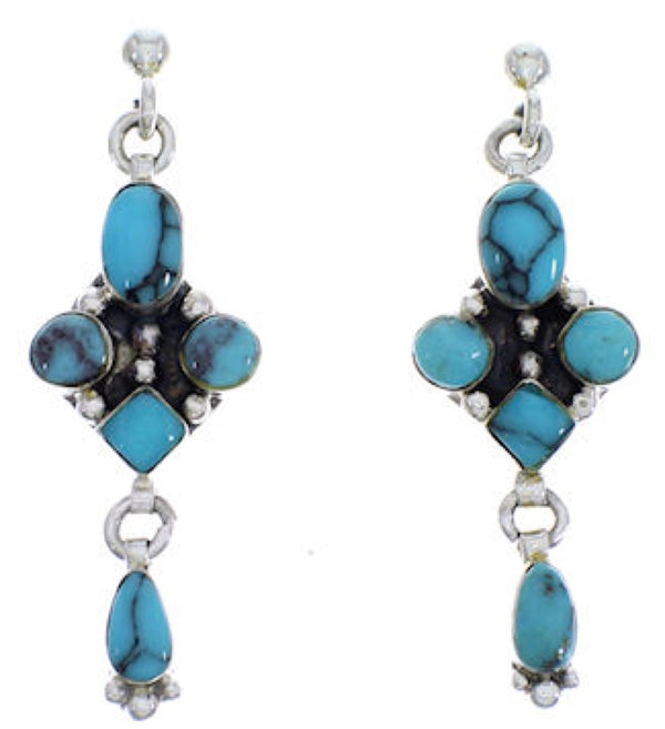 Sterling Silver Turquoise Post Dangle Earrings FX30837