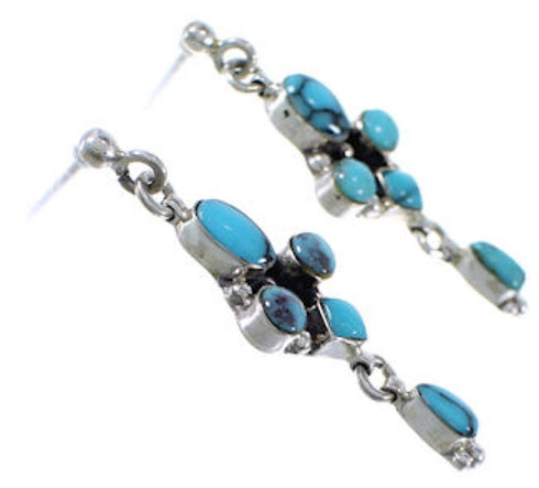 Sterling Silver Turquoise Post Dangle Earrings FX30837