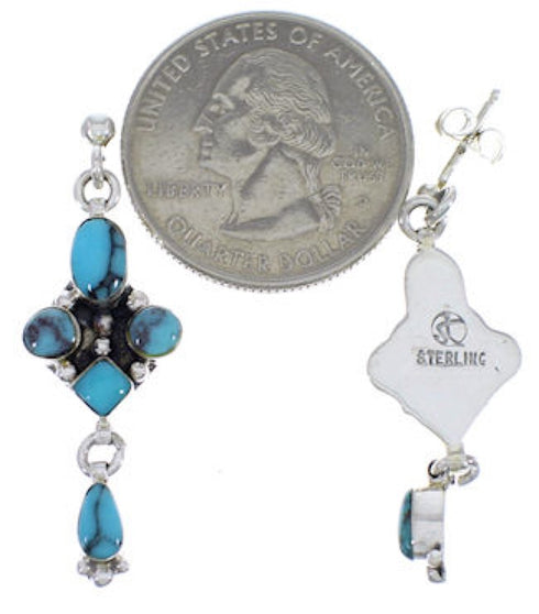 Sterling Silver Turquoise Post Dangle Earrings FX30837