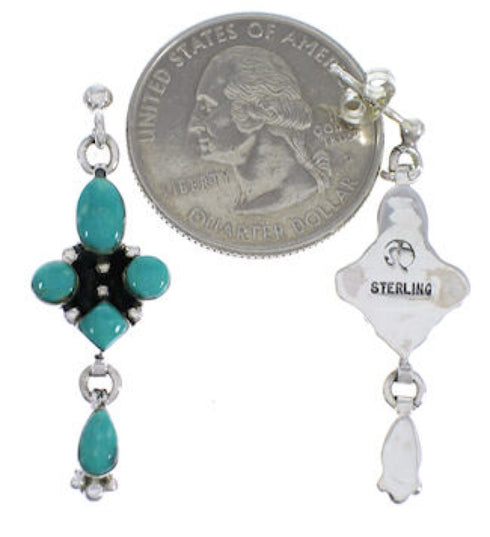 Southwest Turquoise Post Dangle Earrings FX30841