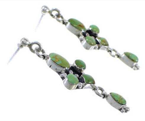 Southwest Turquoise Sterling Silver Post Dangle Earrings FX30843