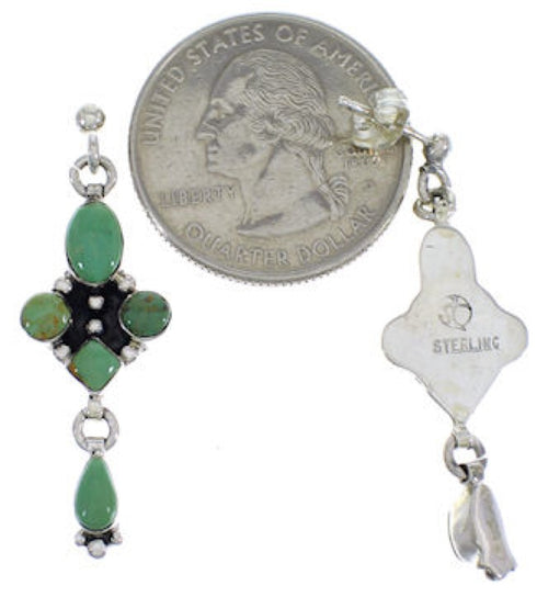 Turquoise Sterling Silver Post Dangle Earrings FX30844