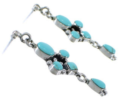 Turquoise Sterling Silver Southwest Post Dangle Earrings FX30845