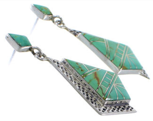 Sterling Silver Jewelry Turquoise Post Dangle Earrings FX30853