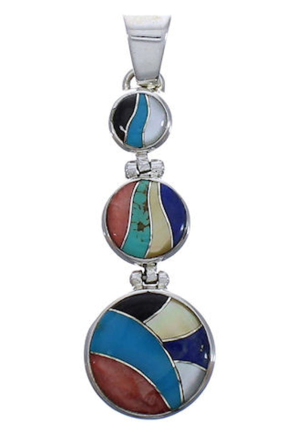 Multicolor Inlay Substantial Silver Jewelry Pendant PX29331