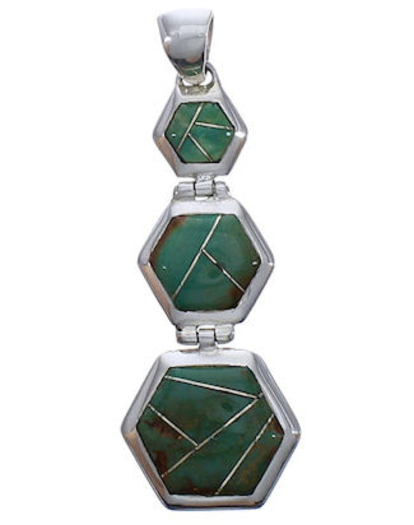 Sturdy Silver Southwestern Turquoise Pendant Jewelry PX29340