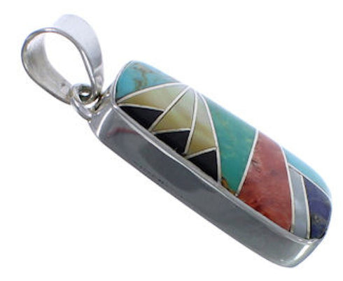 Sterling Silver Southwest Multicolor Inlay Well-Built Pendant PX29370