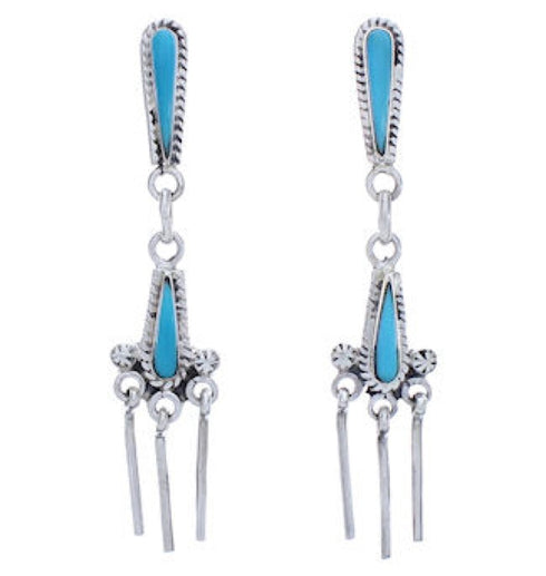 Southwest Turquoise And Sterling Silver Post Dangle Earrings EX31288