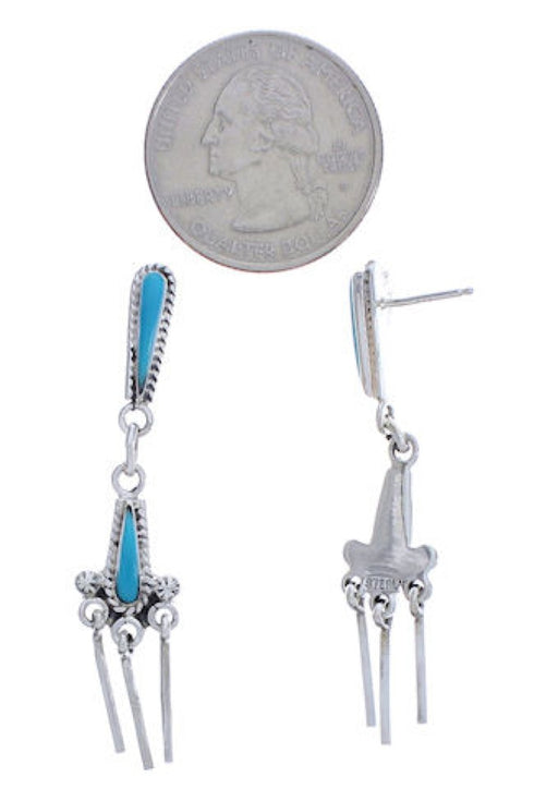 Southwest Turquoise And Sterling Silver Post Dangle Earrings EX31288