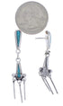 Turquoise Southwest Sterling Silver Post Dangle Earrings EX31289