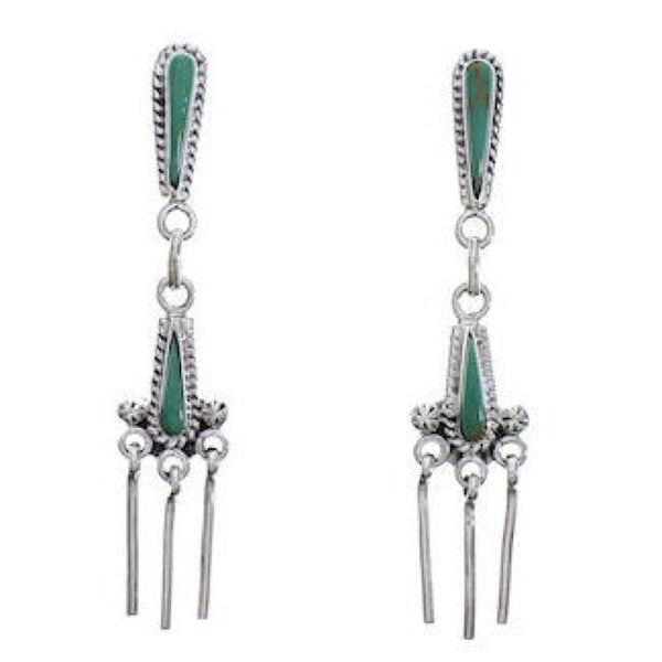 Genuine Sterling Silver And Turquoise Post Dangle Earrings EX31290
