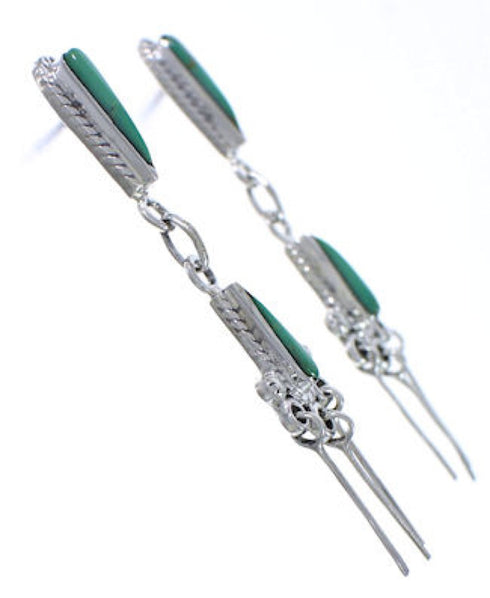 Genuine Sterling Silver And Turquoise Post Dangle Earrings EX31290