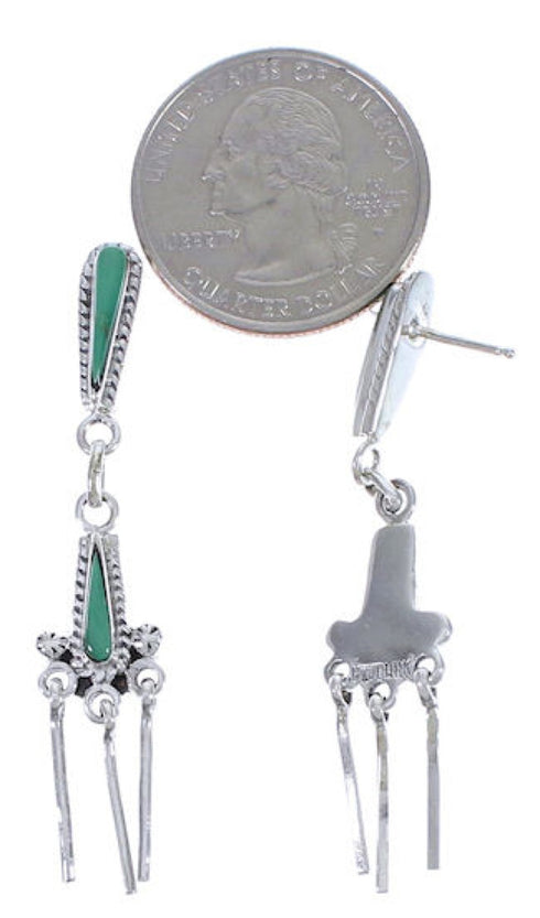 Genuine Sterling Silver And Turquoise Post Dangle Earrings EX31290