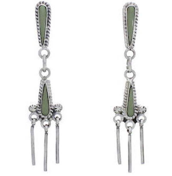 Turquoise And Genuine Sterling Silver Post Dangle Earrings EX31292